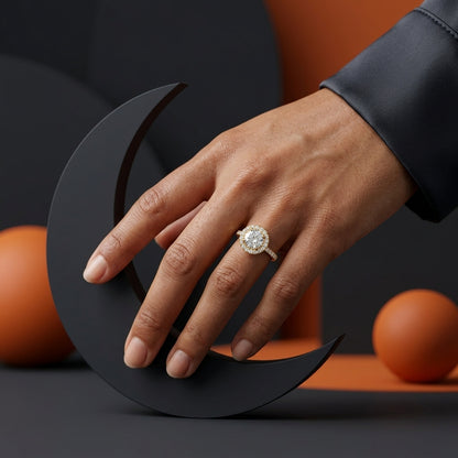round cut halo engagement rings​

