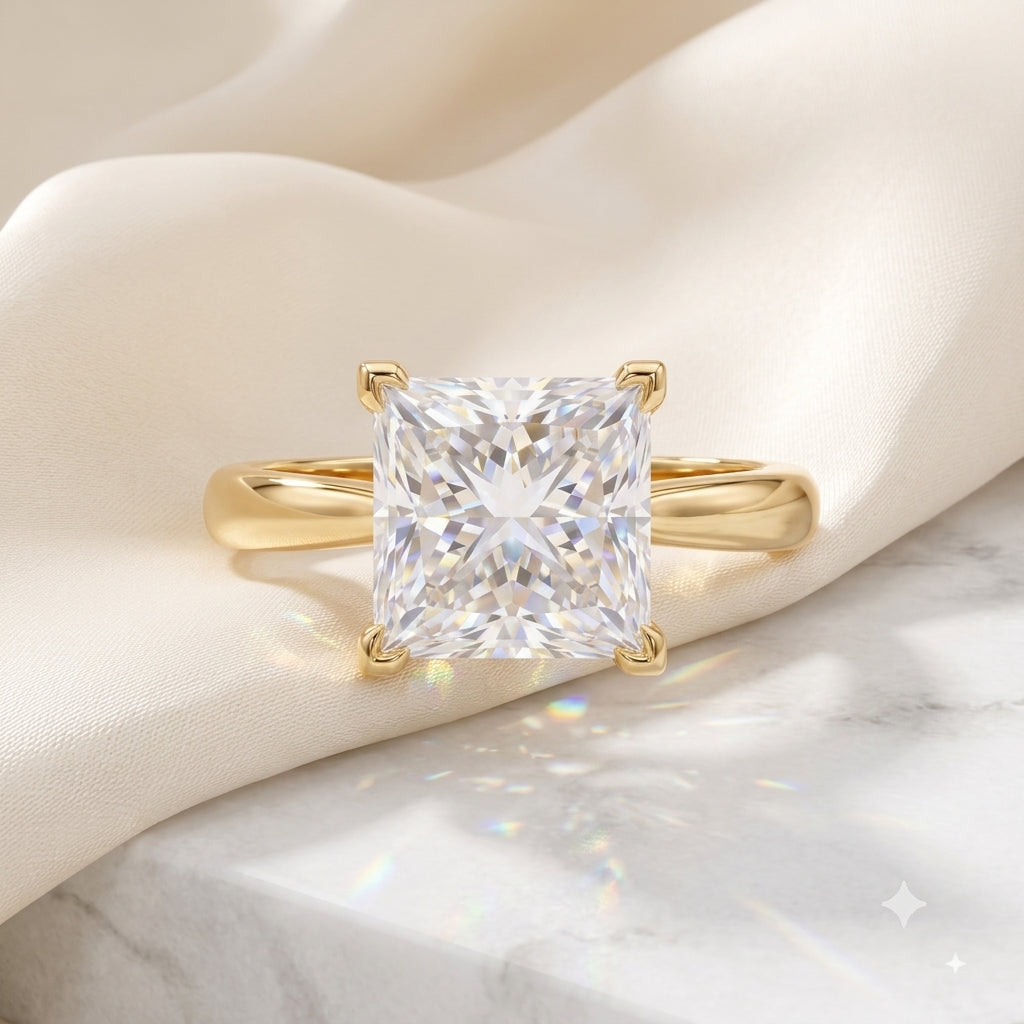 1.00CT Princess Cut Lab Grown Diamond Engagement Ring