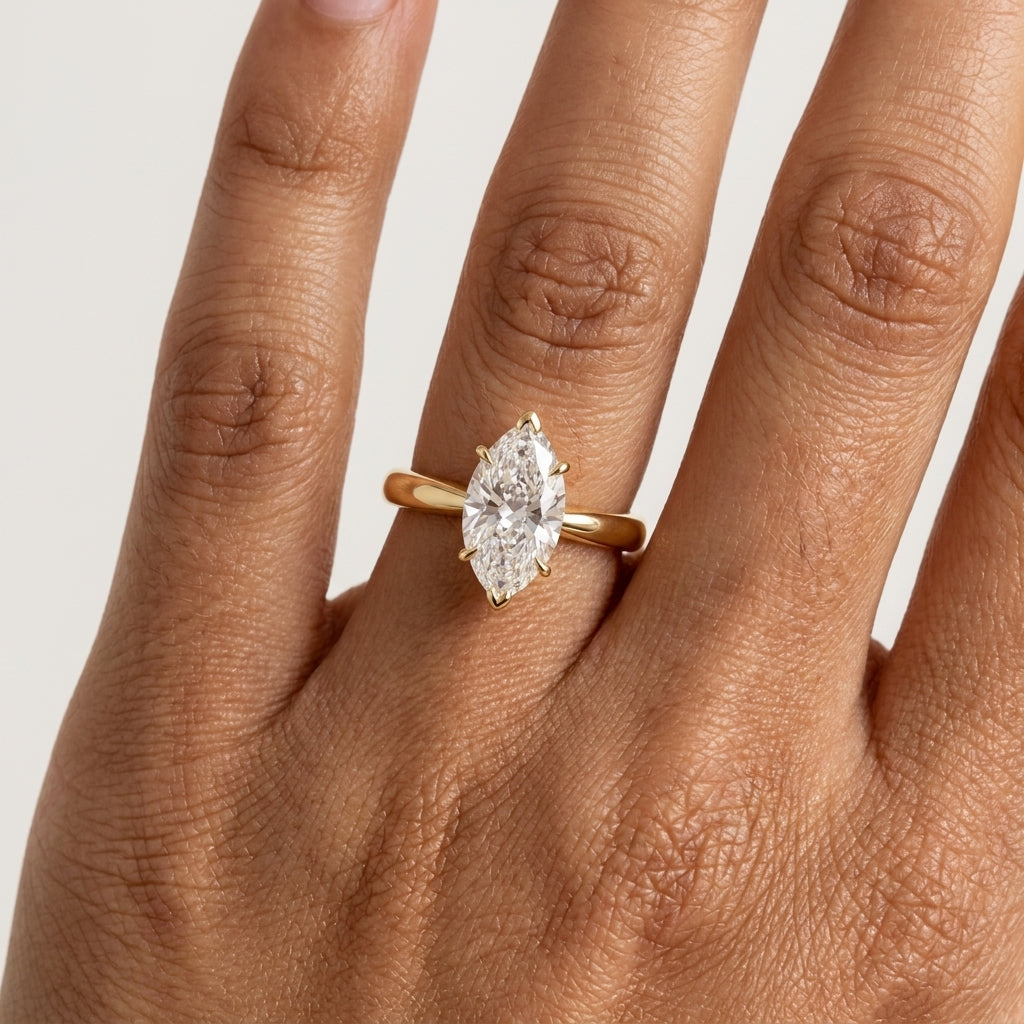 1.00CT Marquise Cut Lab Grown Diamond Engagement Ring