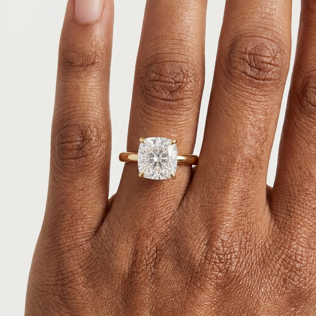 1.00CT Cushion Cut Lab Grown Diamond Engagement Ring