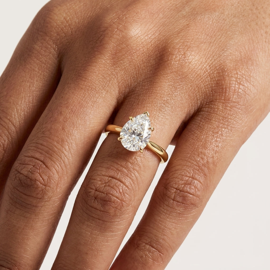 1.00CT Pear Cut Lab Grown Diamond Engagement Ring