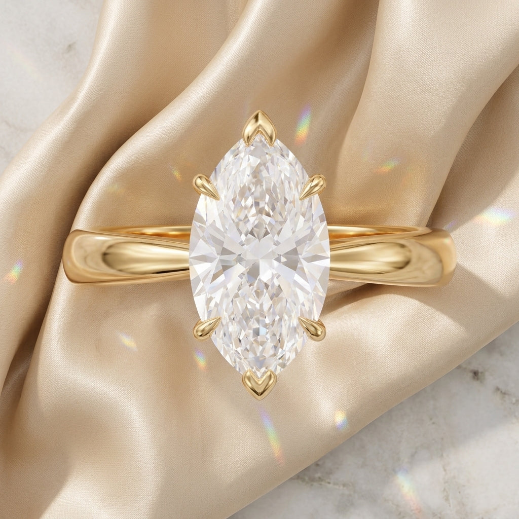 1.00CT Marquise Cut Lab Grown Diamond Engagement Ring