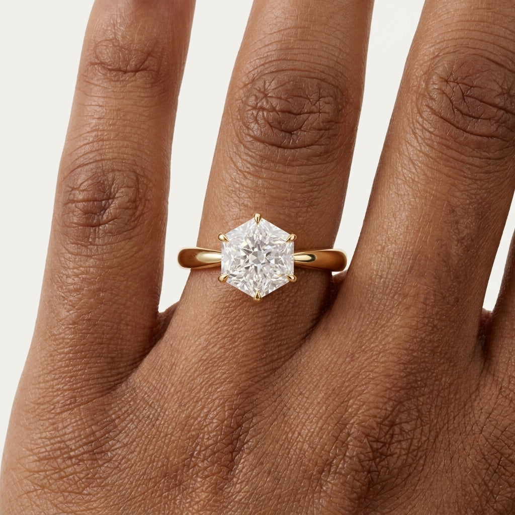 hexagon cut diamond engagement ring​

