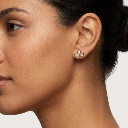 0.030ct Lotus Lab Grown Diamond Stud Earrings, 14K Gold