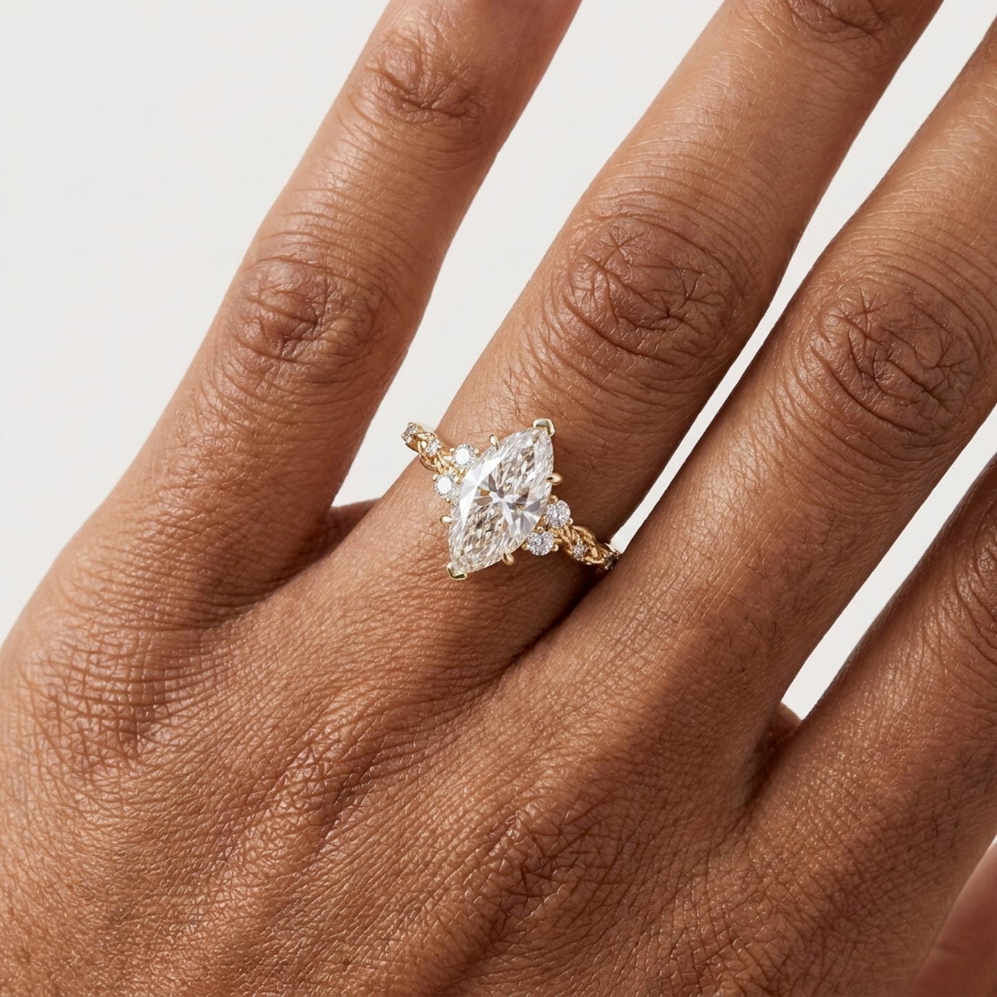 1.670ct Marquise Cut Lab Grown Diamond Floral Engagement Ring