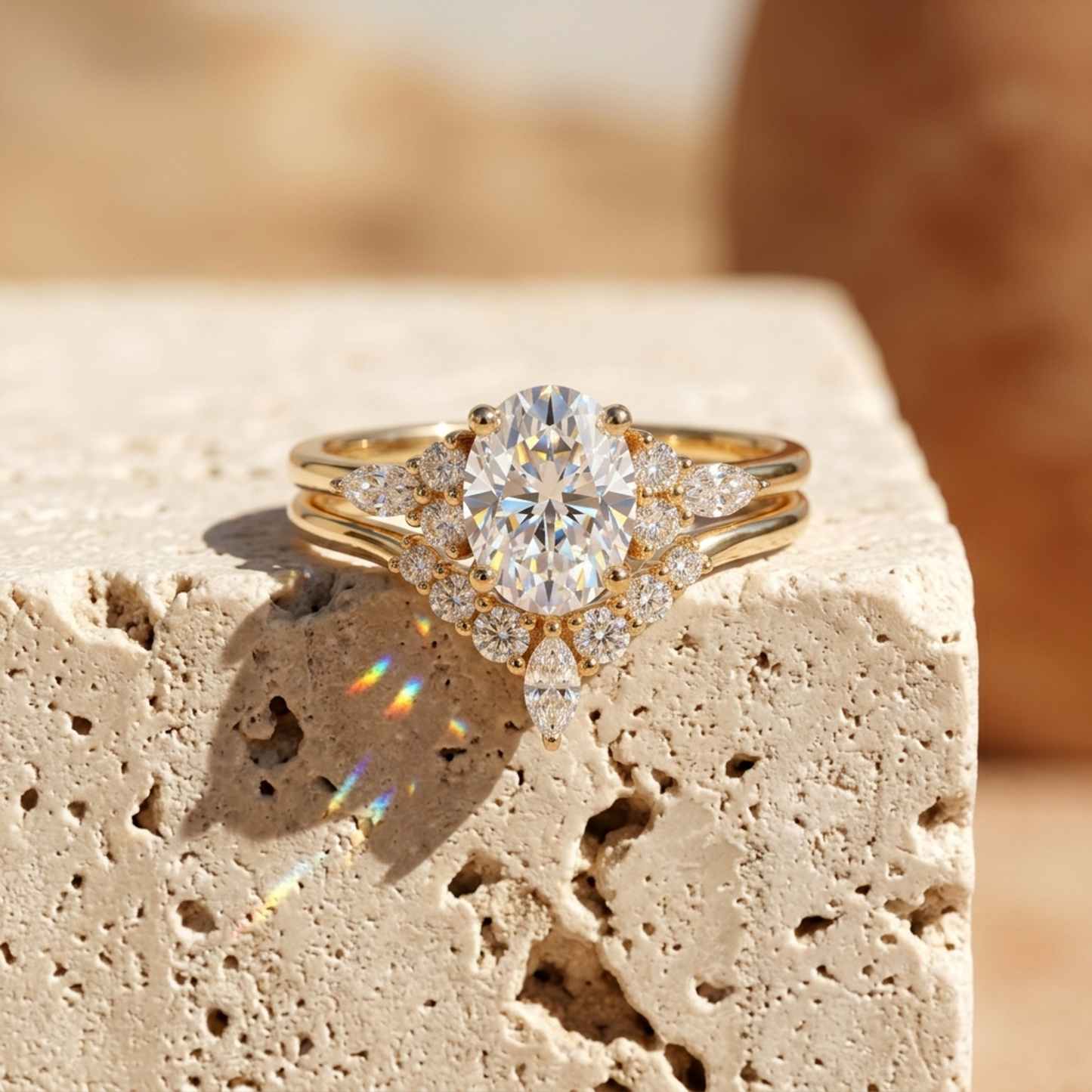 1.690 CT Oval Cut Lab Grown Diamond Engagement Ring Set