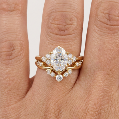 0.66CT Oval Cut Lab Grown Diamond Engagement Ring Set