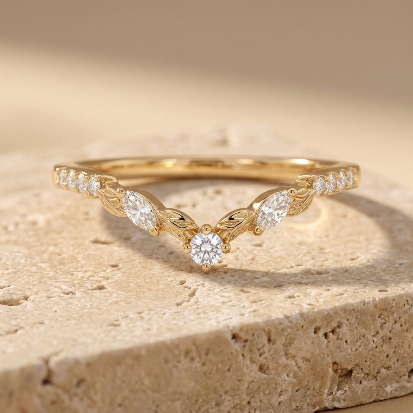 0.120 ct Lab Grown Diamond Curved Wedding Band Ring