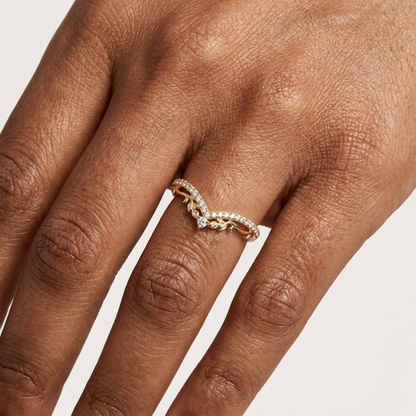0.200 ct Lab Grown Diamond V Shape Wedding Band Ring