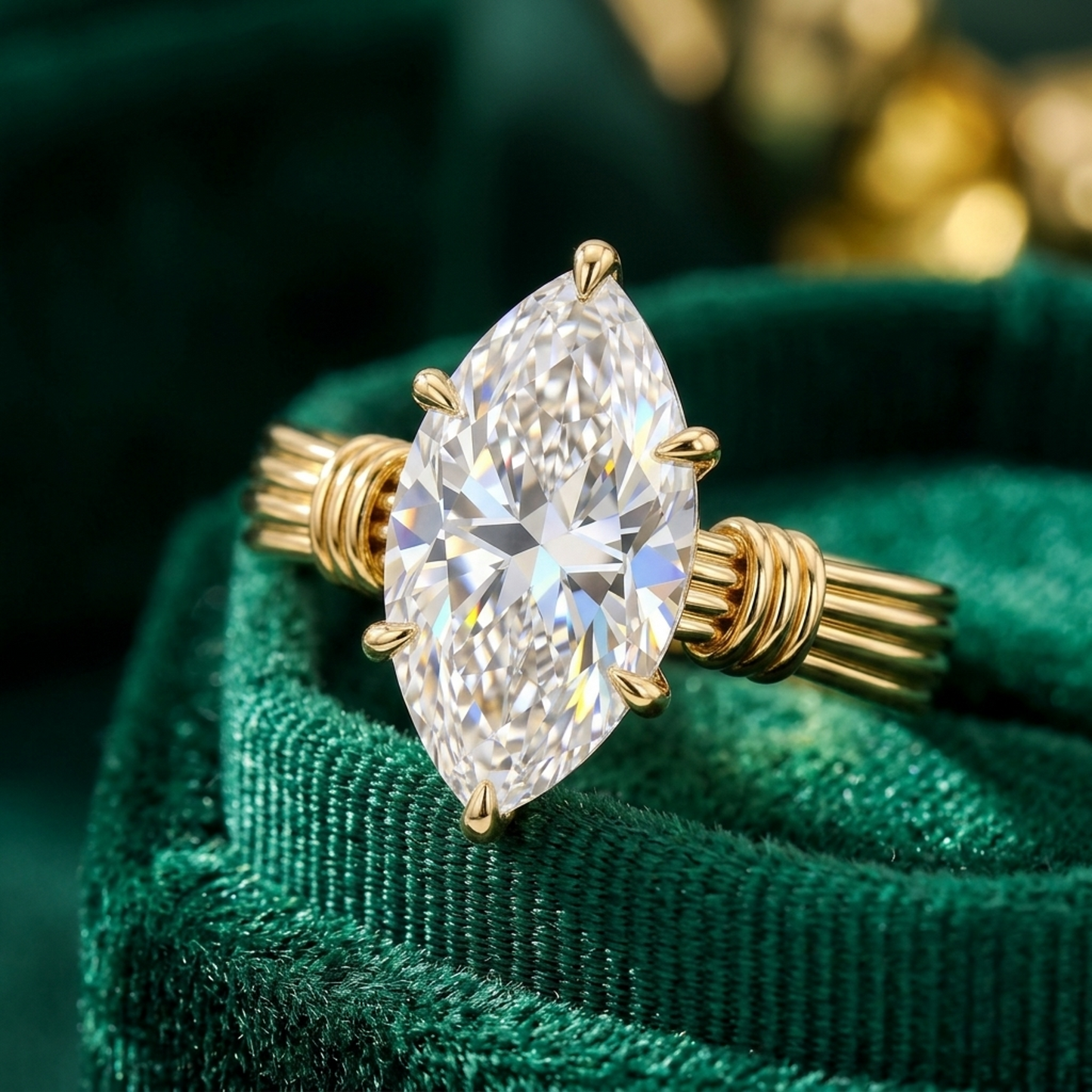 1.00ct Elegant Marquise Cut Lab Grown Diamond Engagement Ring