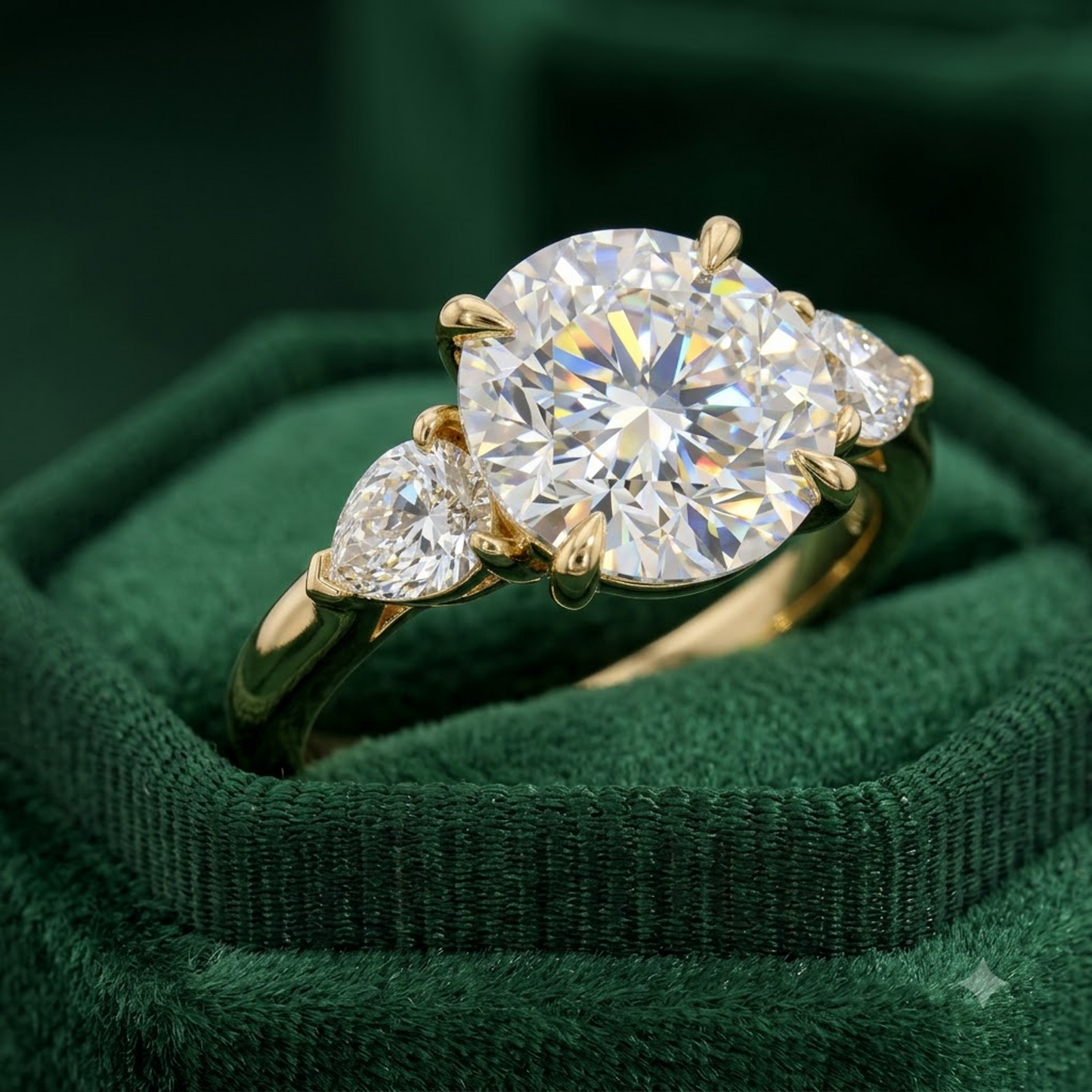 1.40ct Round Cut Lab Grown Diamond Three Stone Engagement Ring