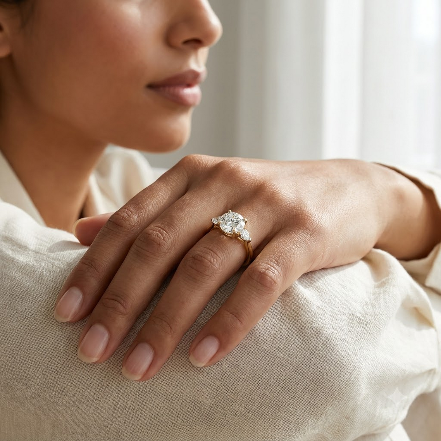 1.40ct Round Cut Lab Grown Diamond Three Stone Engagement Ring