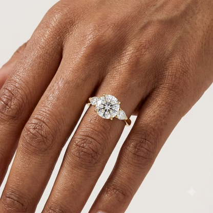 1.40ct Round Cut Lab Grown Diamond Three Stone Engagement Ring