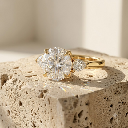 1.40ct Round Cut Lab Grown Diamond Three Stone Engagement Ring