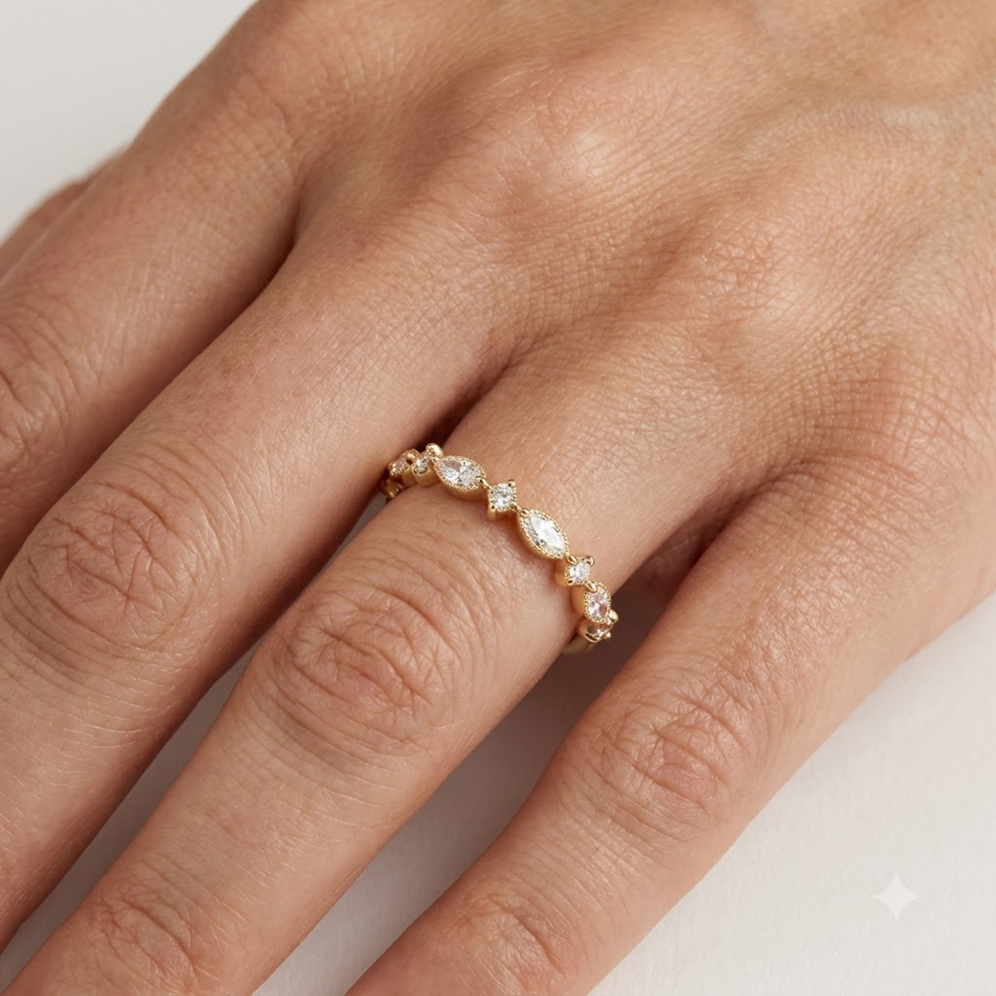 0.200 ct Marquise & Round Cut Lab Grown Diamond Eternity Band Ring