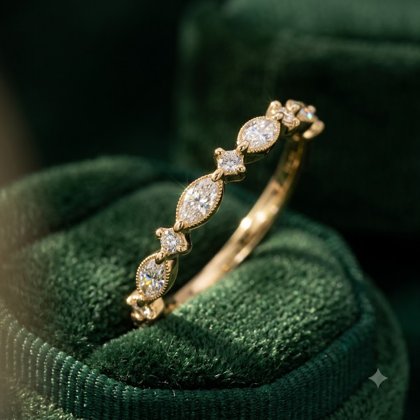 0.200 ct Marquise & Round Cut Lab Grown Diamond Eternity Band Ring