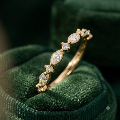 0.200 ct Marquise & Round Cut Lab Grown Diamond Eternity Band Ring