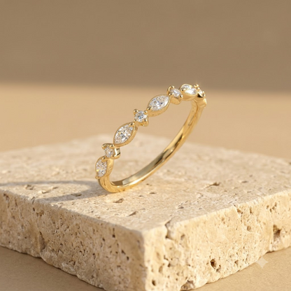 0.200 ct Marquise & Round Cut Lab Grown Diamond Eternity Band Ring