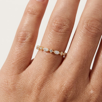 0.200 ct Marquise & Round Cut Lab Grown Diamond Eternity Band Ring