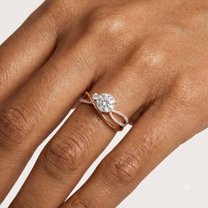 1.60ct  Round Cut Lab Grown Diamond Pave Engagement Ring
