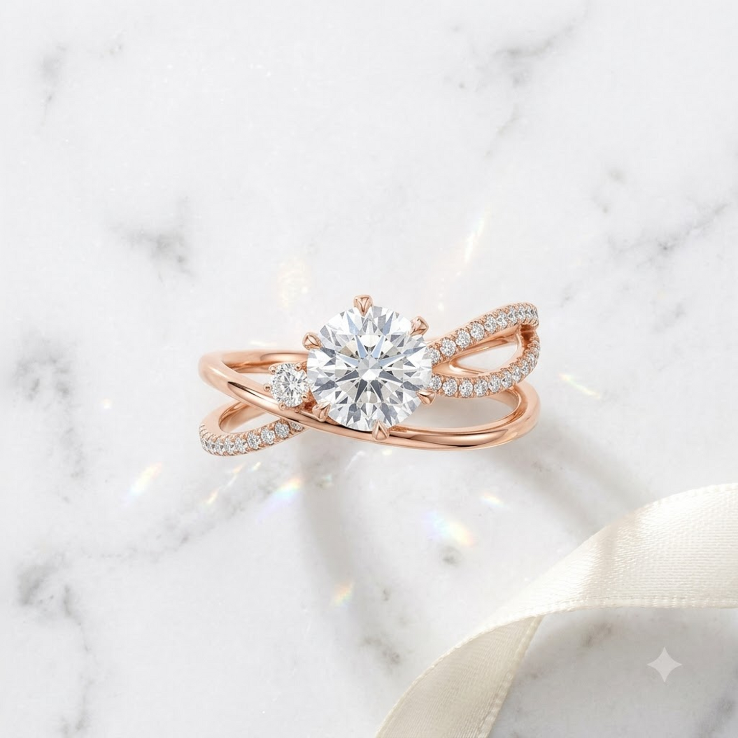 1.60ct  Round Cut Lab Grown Diamond Pave Engagement Ring