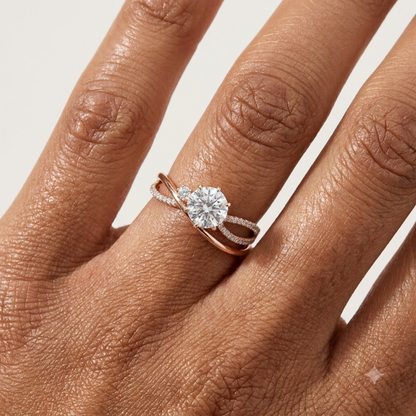 1.60ct  Round Cut Lab Grown Diamond Pave Engagement Ring
