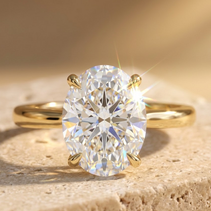 14K gold oval engagement ring