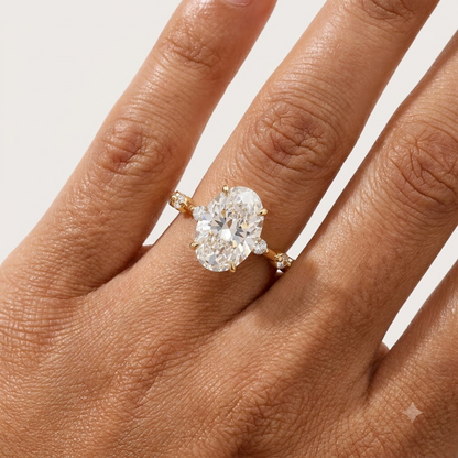 1.00ct Oval Cut Lab Grown Diamond Pavé Engagement Ring