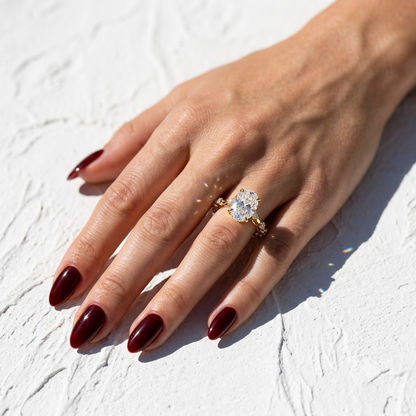 1.00ct Oval Cut Lab Grown Diamond Pavé Engagement Ring