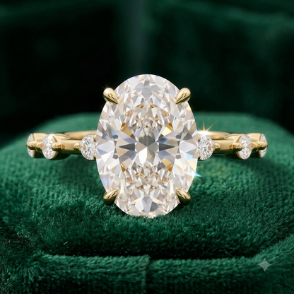 1.00ct Oval Cut Lab Grown Diamond Pavé Engagement Ring