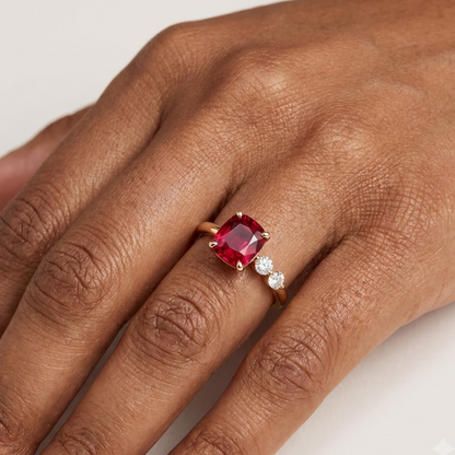 cushion cut ruby and diamond ring​


