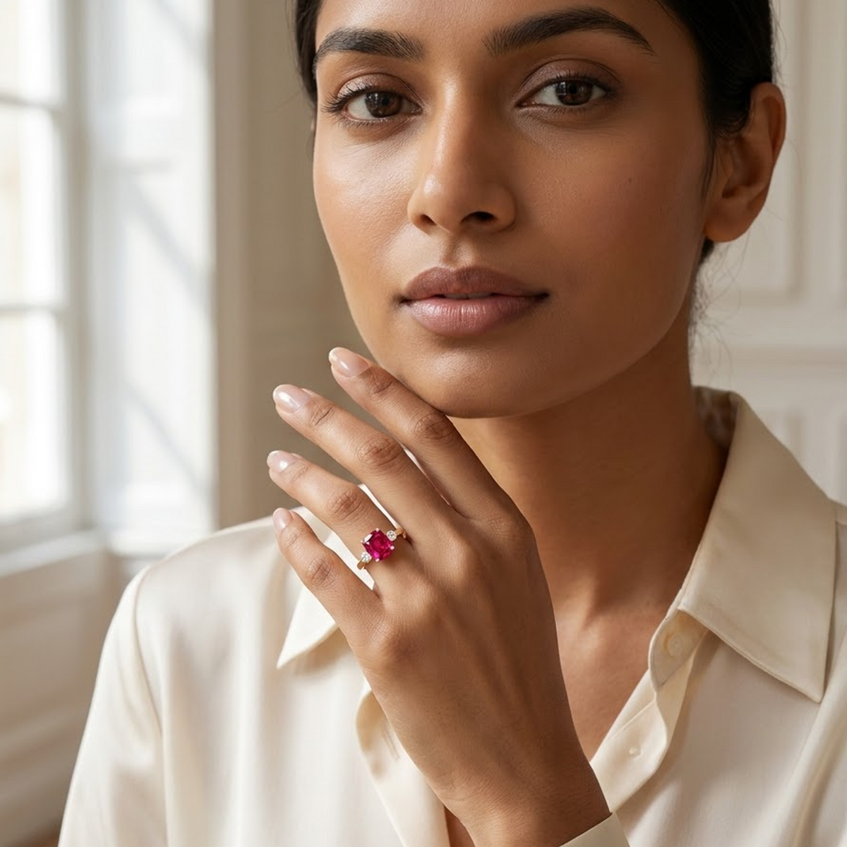 diamond cut ruby ring​

