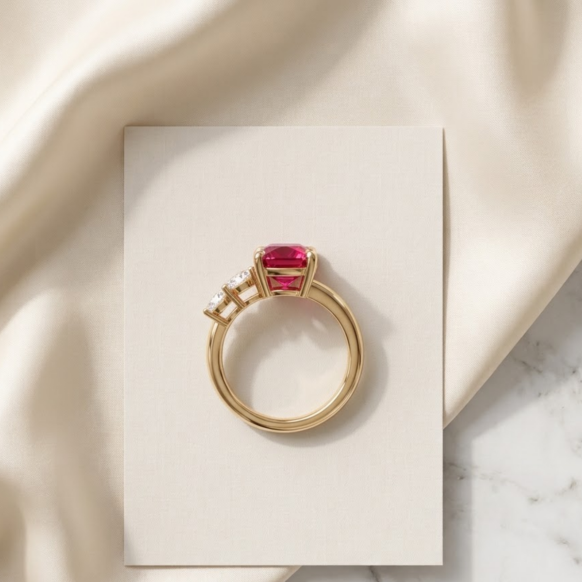 ruby cushion cut ring​


