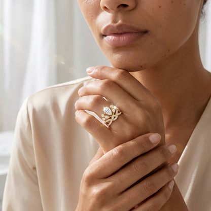 pear diamond bridal set