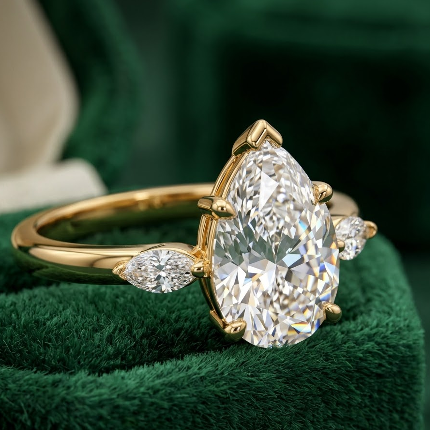 three stone diamond engagement ring