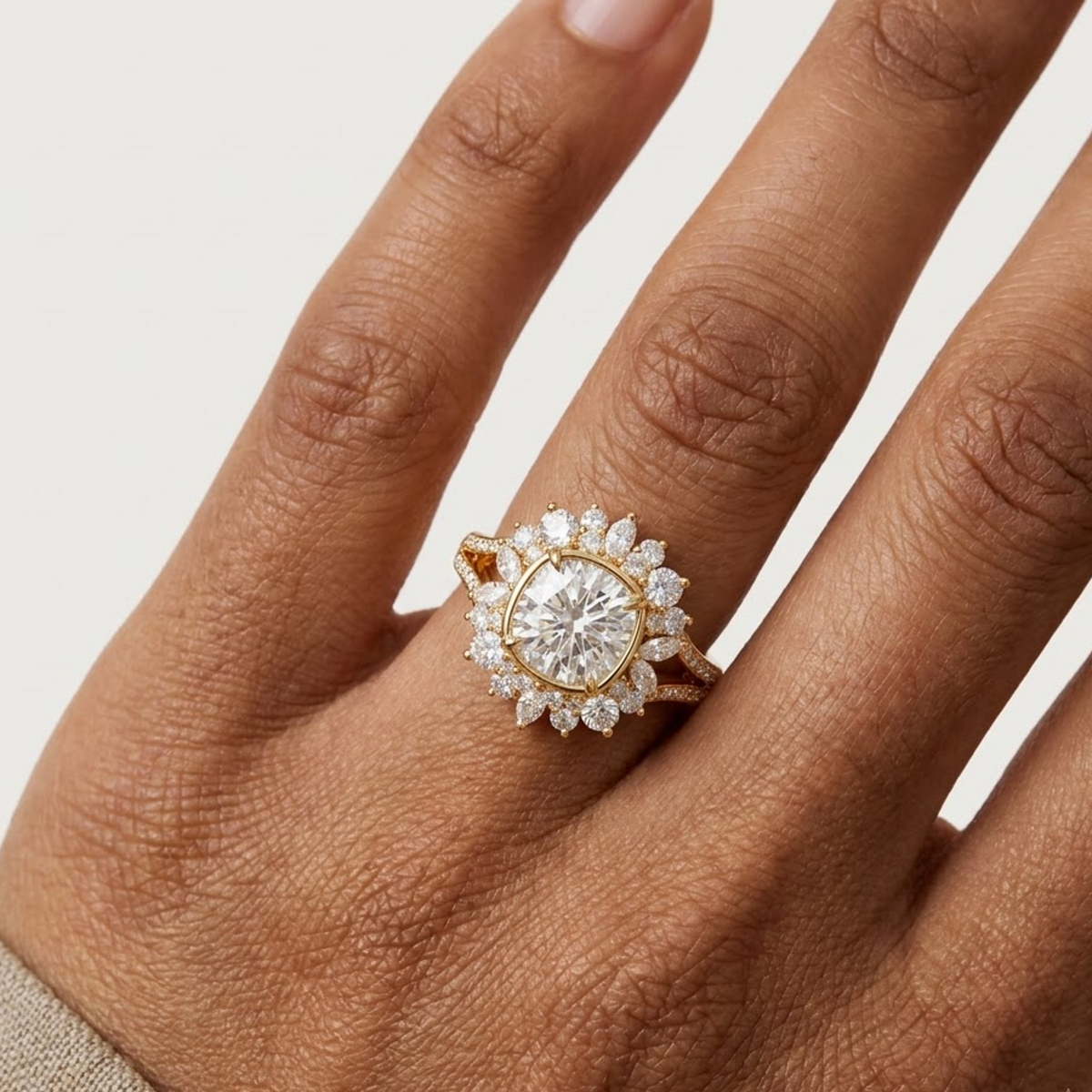 halo cushion cut engagement ring​

