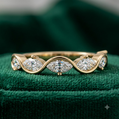 0.250 ct Marquise Cut Lab Grown Diamond Curved Band Ring