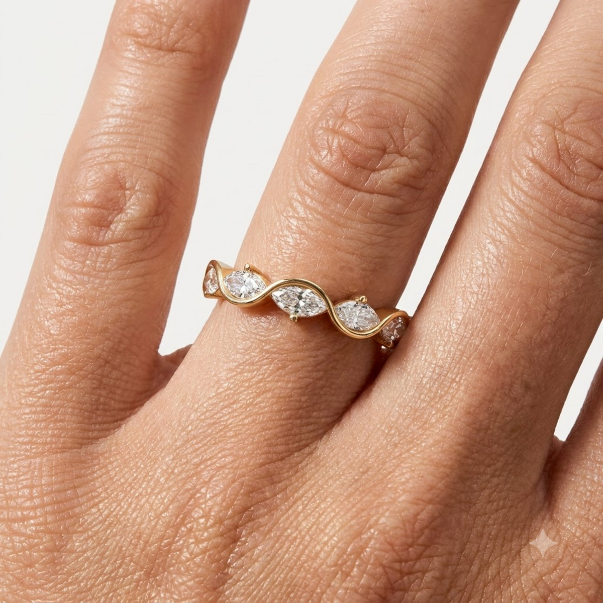 0.250 ct Marquise Cut Lab Grown Diamond Curved Band Ring