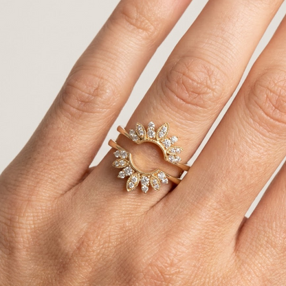 lab grown diamond floral tiara open band ring