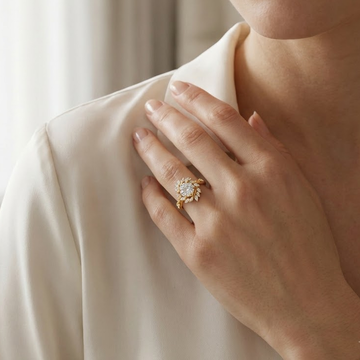 botanical diamond engagement ring
