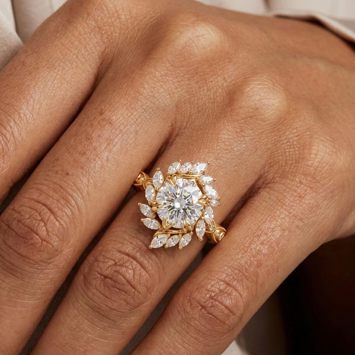 14K yellow gold lab grown diamond ring