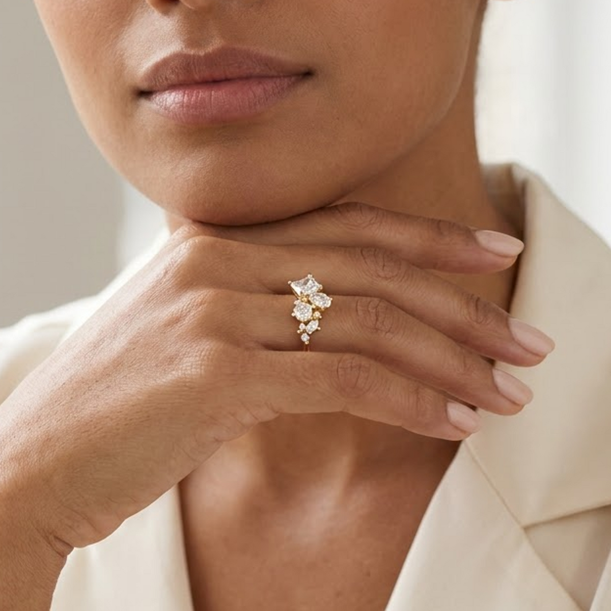 cluster lab grown diamond ring