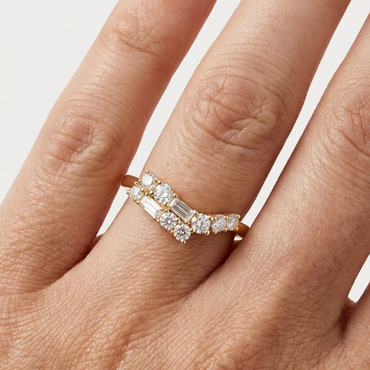 mixed cut lab grown diamond wedding band
