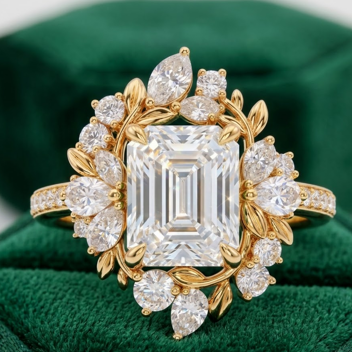 lab grown diamond halo engagement ring