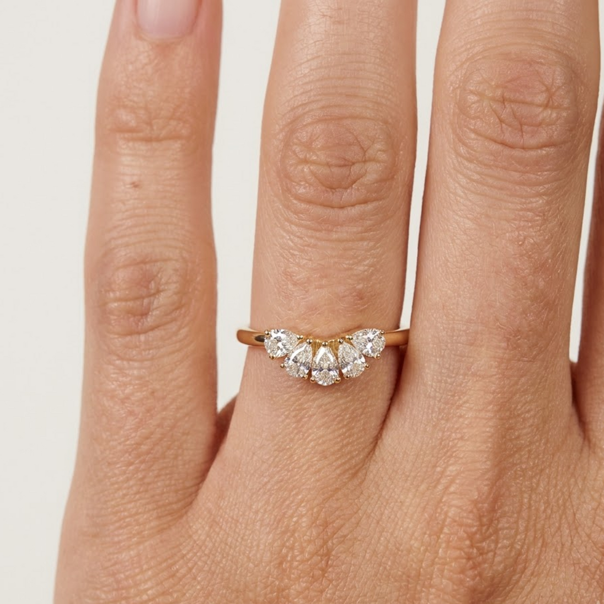 pear cut lab grown diamond wedding band