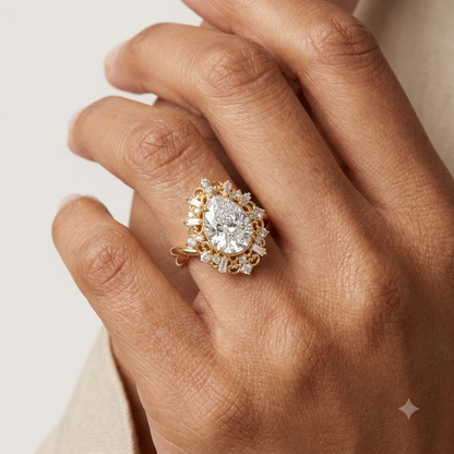 1.00ct Pear Cut Lab Grown Diamond Vintage Engagement Ring