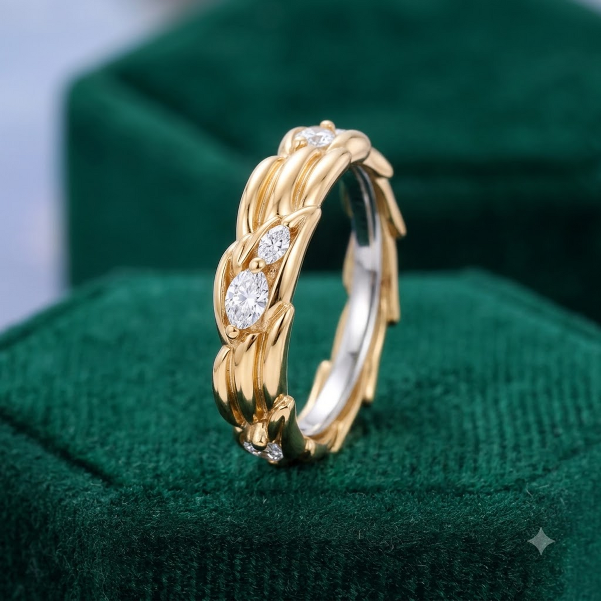 0.750 ct  Marquise Cut Lab Grown Diamond Unique Wedding Band