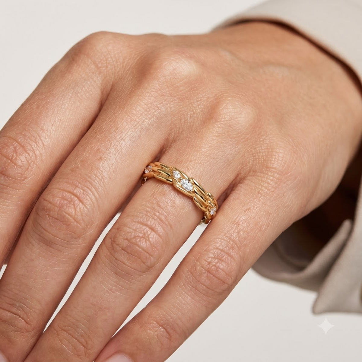 0.750 ct  Marquise Cut Lab Grown Diamond Unique Wedding Band