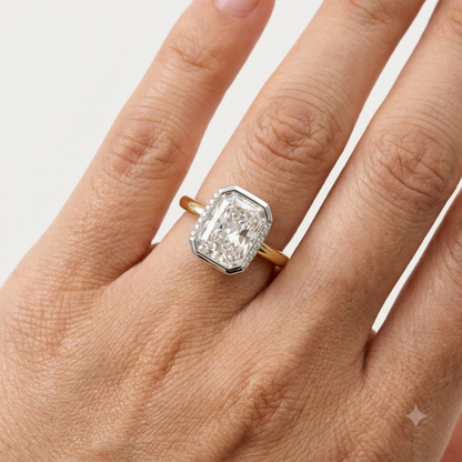 1.00ct Radiant Cut Lab Grown Diamond Modern Halo Engagement Ring