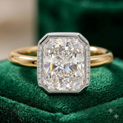 1.00ct Radiant Cut Lab Grown Diamond Modern Halo Engagement Ring